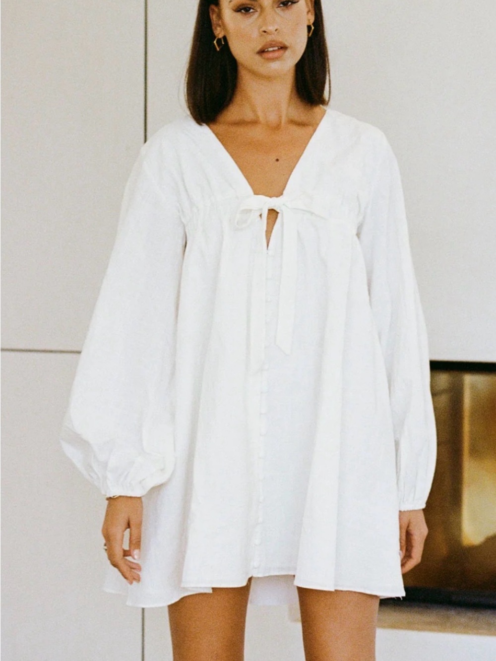 Sabo Australia Otis XS White 100% cotton tie front Peasant cottagecore Blouse